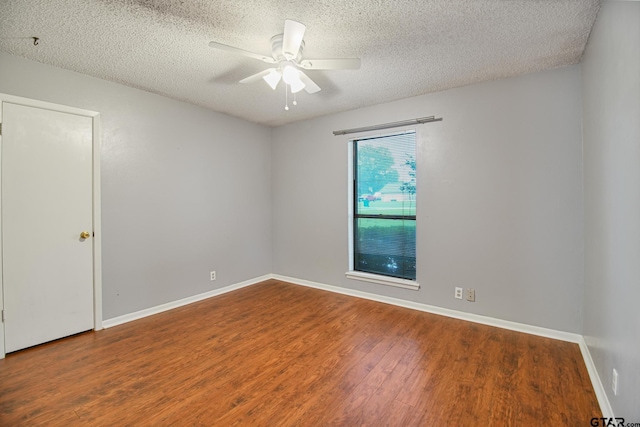 201 Karla Dr, Whitehouse, TX 75791 - spare room featuring a textured ceiling, ceiling fan, and wood finished floors