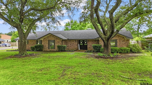 201 Karla Dr, Whitehouse, TX 75791 - view of front of property with french doors, a shingled roof, and brick siding