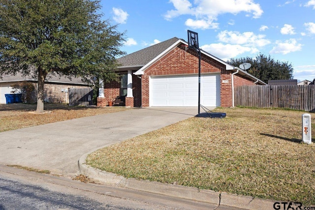 view of front facade with a front yard and a garage