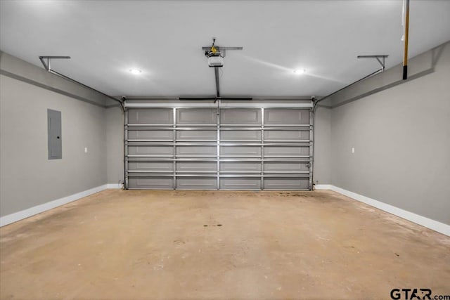 1002 E Main St, Whitehouse, TX 75791 - garage with a garage door opener, baseboards, electric panel, and recessed lighting
