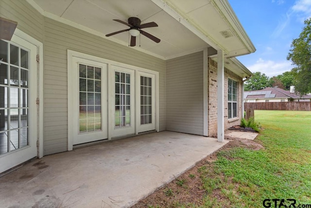 view of patio / terrace featuring ceiling fan