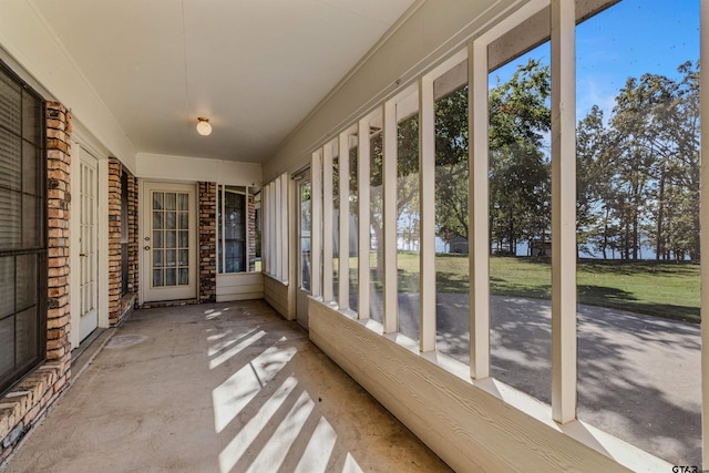 view of unfurnished sunroom