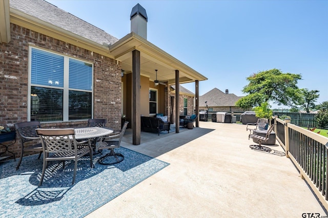 301 Zambezi Ln, Bullard, TX 75757 - view of patio with a ceiling fan, outdoor dining area, and an outdoor living space