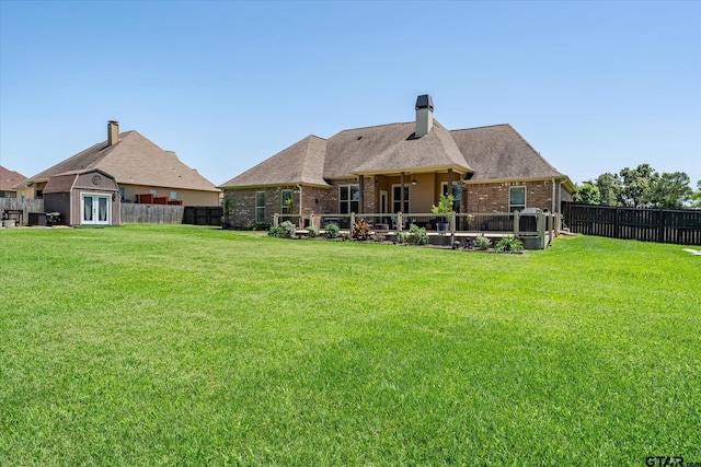 301 Zambezi Ln, Bullard, TX 75757 - back of house with brick siding, french doors, and a chimney
