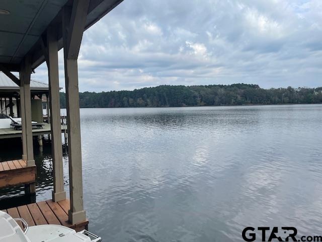 view of dock featuring a water view