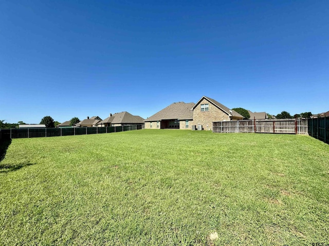 view of yard with a fenced backyard