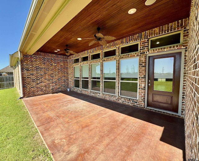 view of patio with ceiling fan