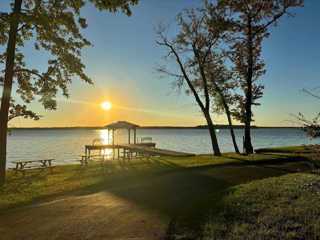 view of dock featuring a water view