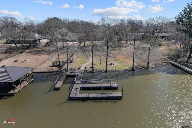 dock area featuring a water view