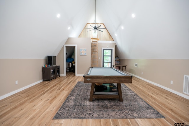 15683 Crk 472, Tyler, TX 75706 - playroom with billiards, vaulted ceiling, and wood finished floors