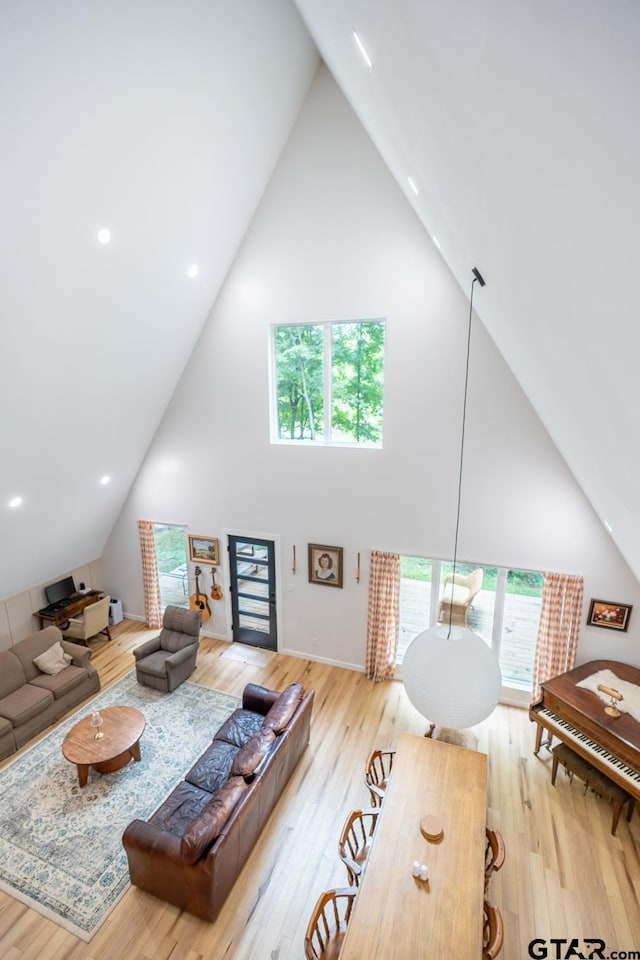 15683 Crk 472, Tyler, TX 75706 - living area featuring high vaulted ceiling, wood finished floors, and recessed lighting