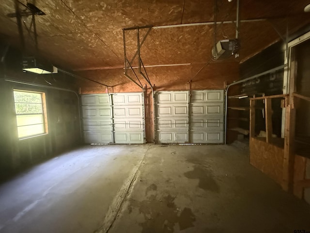 garage with a garage door opener