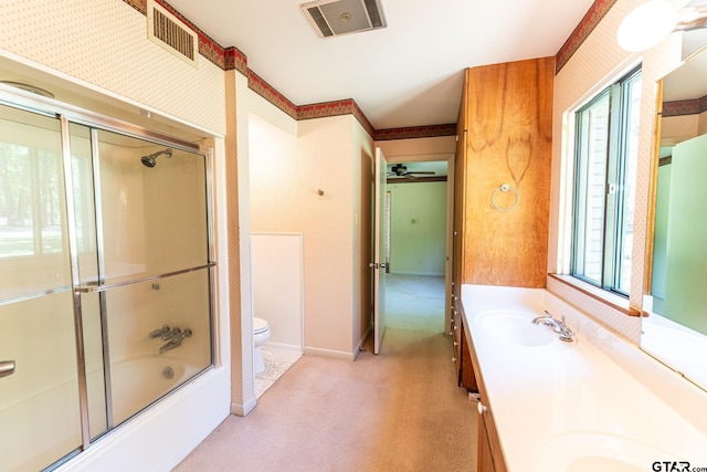 full bath with a sink, visible vents, and a wealth of natural light