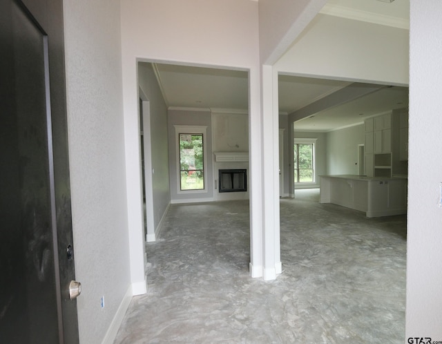 11941 Gillian Ct, Tyler, TX 75703 - entryway featuring baseboards, ornamental molding, and a fireplace