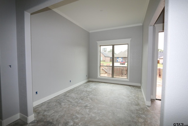 11941 Gillian Ct, Tyler, TX 75703 - spare room featuring crown molding, baseboards, and concrete floors