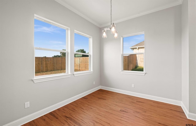 spare room with a wealth of natural light and wood-type flooring