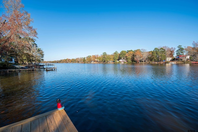 view of dock featuring a water view