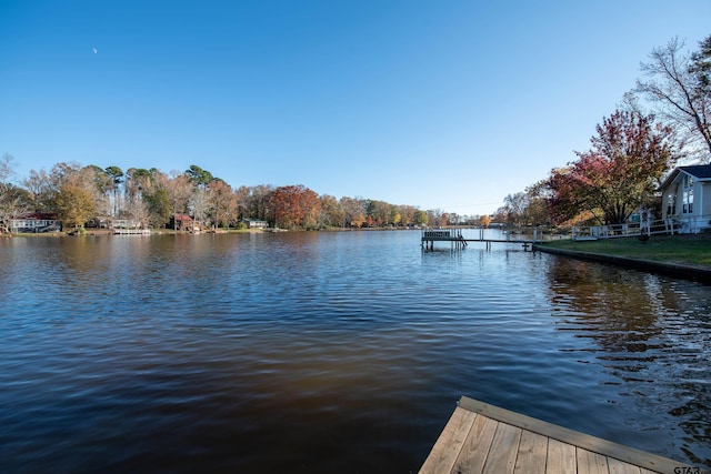 view of dock featuring a water view