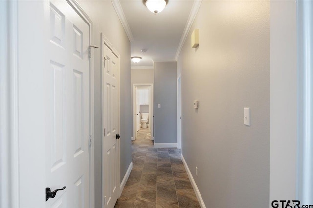 hallway with crown molding