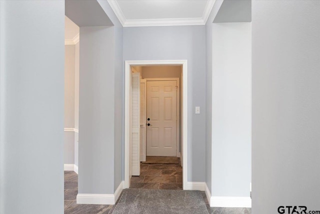 hallway with crown molding