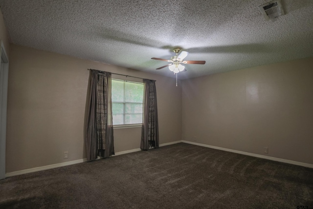 107 Clover Dr, Gun Barrel City, TX 75156 - carpeted empty room featuring ceiling fan, a textured ceiling, and baseboards