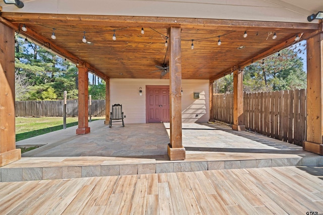 view of patio / terrace featuring ceiling fan