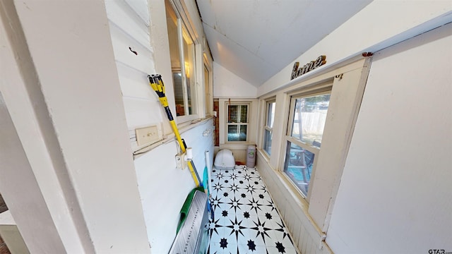 interior space featuring lofted ceiling