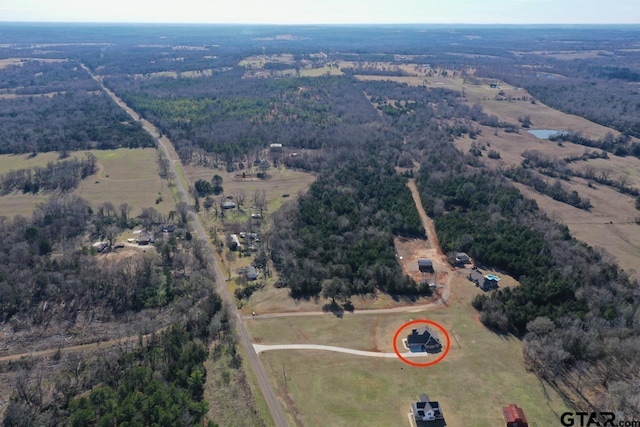 bird's eye view with a rural view