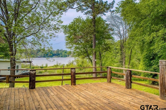 deck with a water view