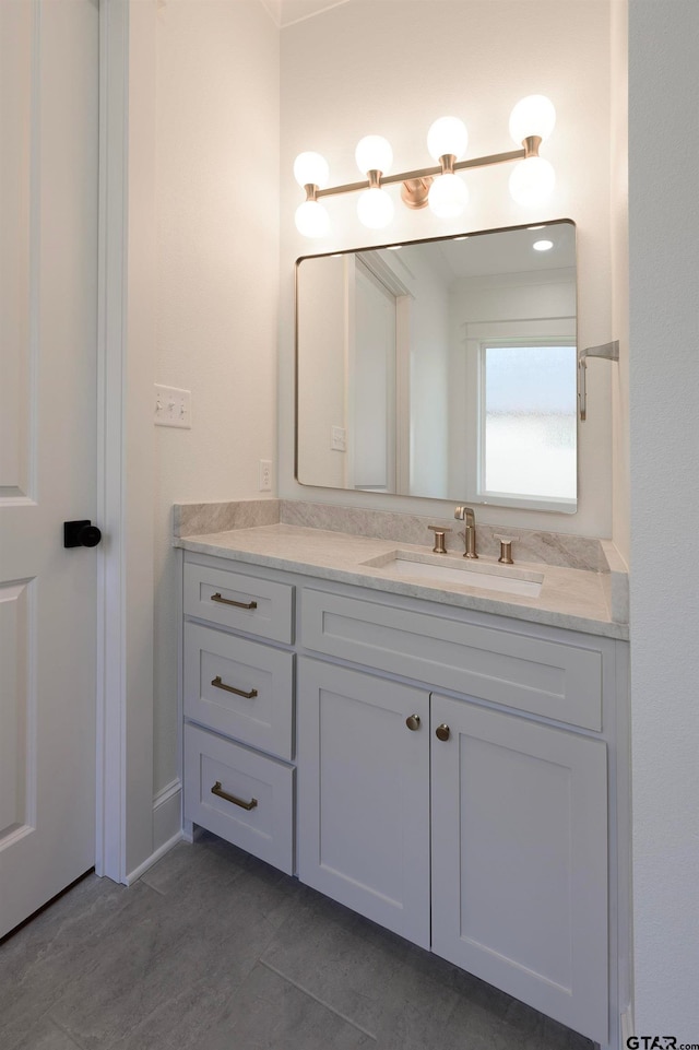 bathroom featuring vanity and tile patterned floors