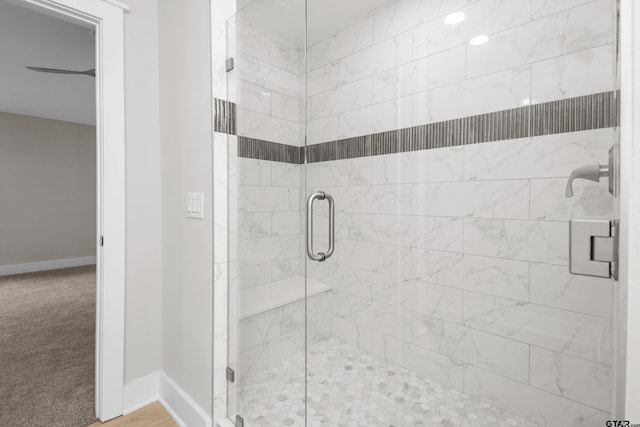 601 N 4th St, Crockett, TX 75835 - full bathroom with a shower stall and baseboards
