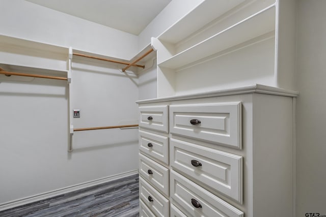 walk in closet featuring dark hardwood / wood-style floors