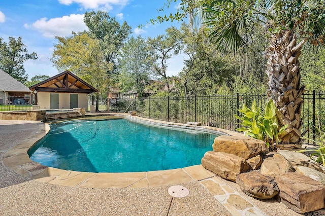 view of swimming pool featuring a patio