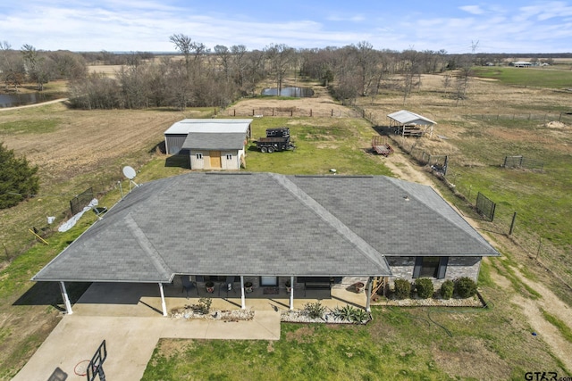 aerial view featuring a rural view