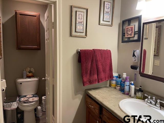 bathroom with vanity and toilet