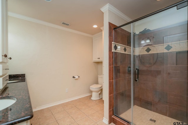 1206 Corey Dr, Whitehouse, TX 75791 - full bath with toilet, a shower stall, double vanity, tile patterned flooring, and baseboards