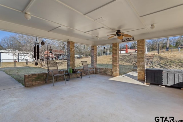 view of patio / terrace featuring ceiling fan