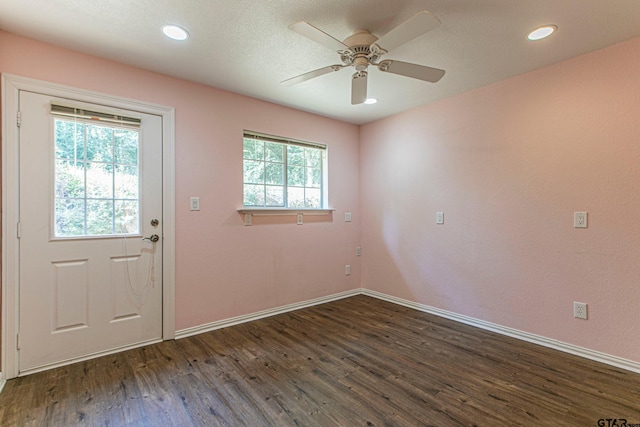 250 Autumn Wood Trl, Holly Lake Ranch, TX 75765 - entryway featuring dark wood-style flooring, baseboards, ceiling fan, and recessed lighting