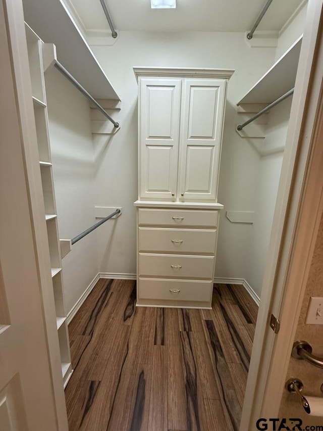 spacious closet with hardwood / wood-style floors