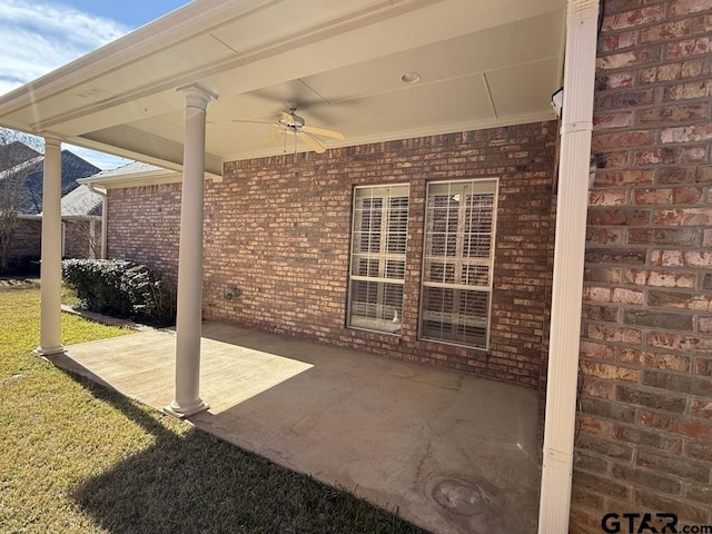 view of patio / terrace with ceiling fan