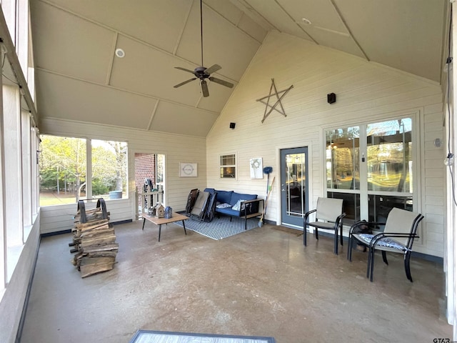 102 Acr 3192, Frankston, TX 75763 - sunroom with a ceiling fan, a wealth of natural light, and an outdoor living space