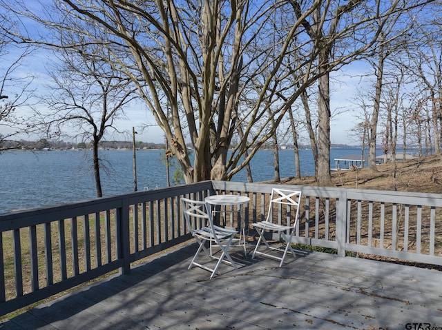 deck with a water view
