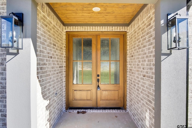 doorway to property with french doors