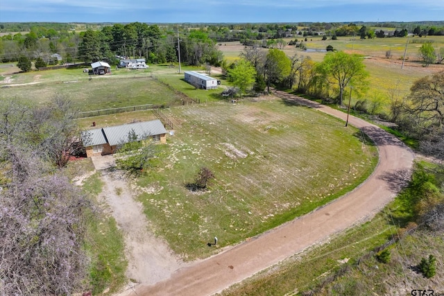 bird's eye view featuring a rural view