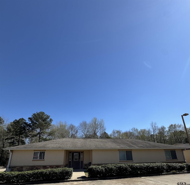 single story home with stucco siding