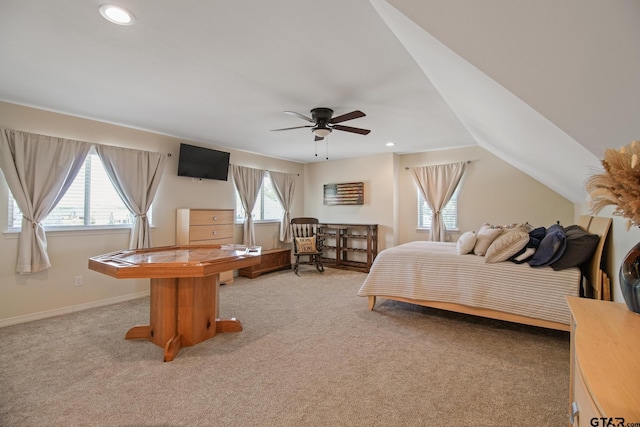 109 Nathan, Chandler, TX 75758 - bedroom with light carpet, recessed lighting, and lofted ceiling