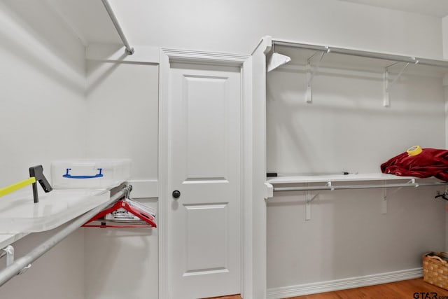 spacious closet featuring light wood-type flooring