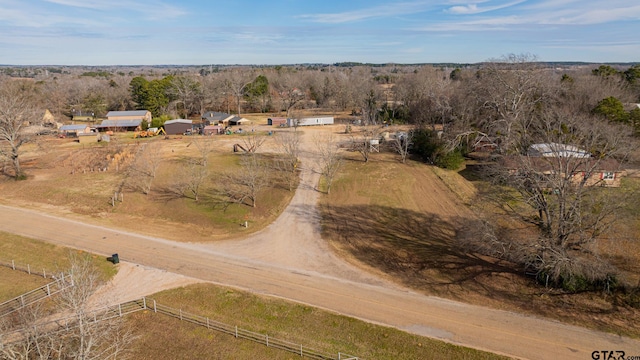 aerial view featuring a rural view