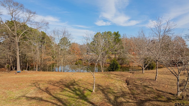 view of yard featuring a water view