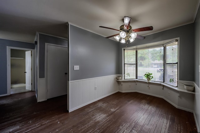 17550 Kristopher Cir, Whitehouse, TX 75791 - unfurnished room with ceiling fan, ornamental molding, and hardwood / wood-style flooring